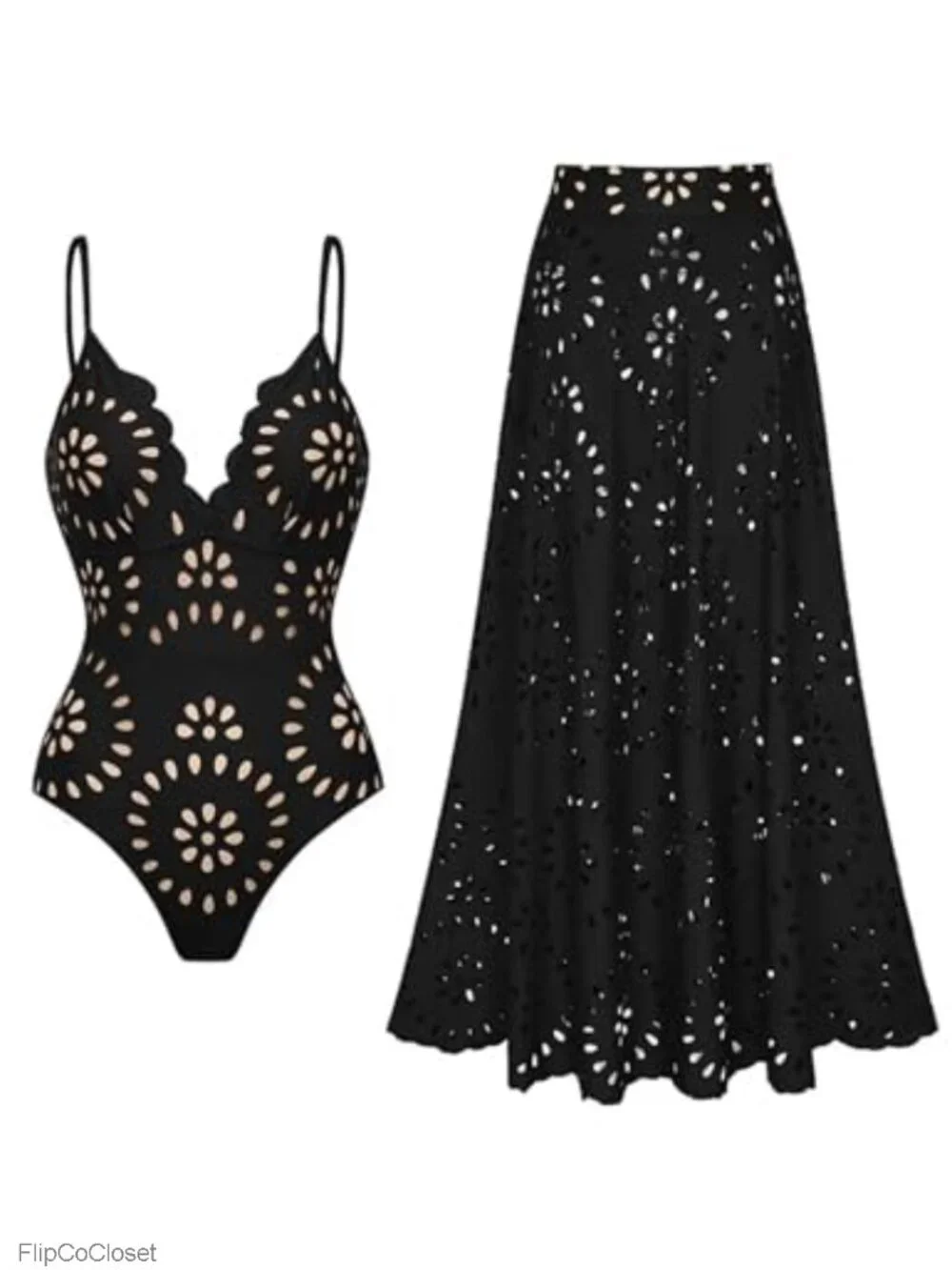 One Piece Swim Dress Hollow V Neck Tummy Control Floral